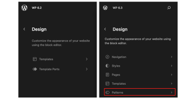 Comparing Site Editor navigation in WordPress 6.2 and 6.3