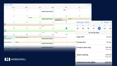 Mobiscroll calendar