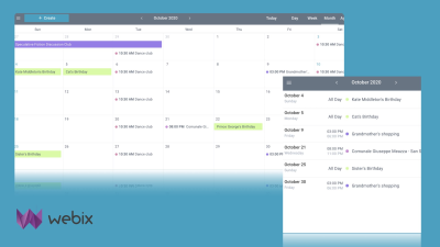 Webix scheduler