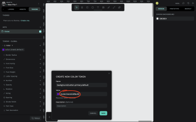 Creating a design token alias in Penpot