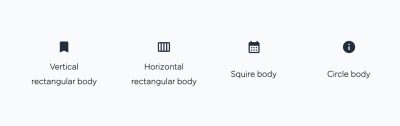 4 types of body icons: squire, circle, horizontal rectangular, vertical rectangular