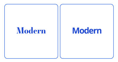 The word Modern written in two different fonts