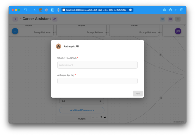 Anthropic API field with the credential name and API key