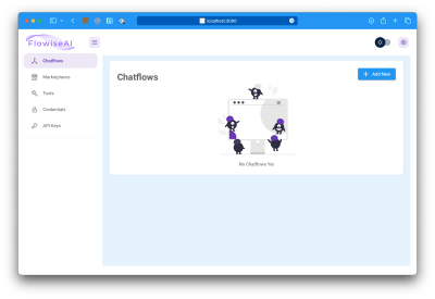 FlowiseAI initial screen designed to display chat flows