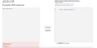 JSONDiff with ‘evil’ JSON and JavaScript files