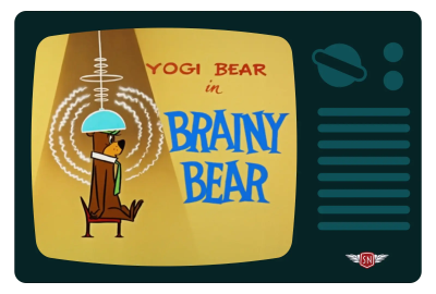 The Yogi Bear Show illustration where Yogi’s head is under the dome, and energy radiates around him