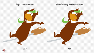 Original vector artwork and a simplified version with Adobe Illustrator