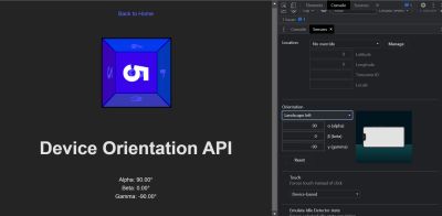 Cube rotated according to emulated device orientation