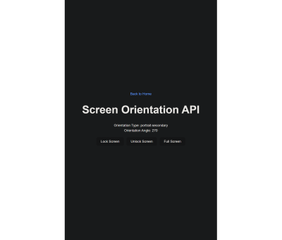 Screen Orientation type and angle are displayed in portrait mode