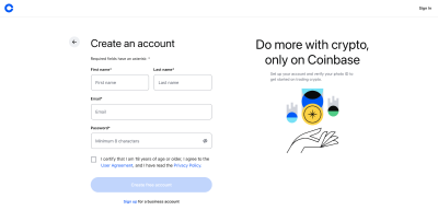 Coinbase sign-up process