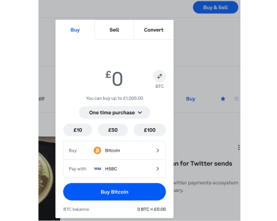 A screenshot of the Coinbase purchase process