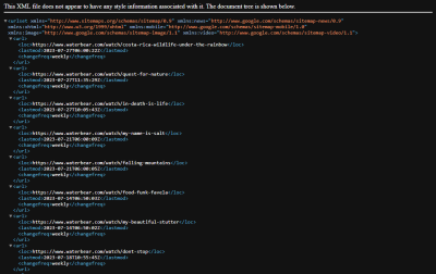 An example of a dynamic sitemap for the latest video content