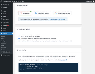 Connection Method for WP Offload Media Lite