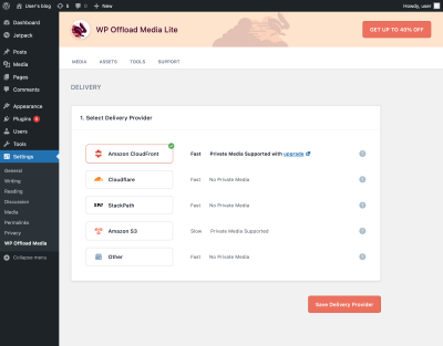 Updating the Delivery Provider for WP Offload Media Lite