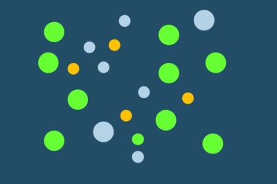 An abstract image of colorful circles in different sizes