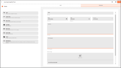 Preview showing all fields dropped in the content model editor.