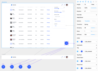 Connect the Magic Move component in the Interactive frame to the instances: default, hover and pressed.