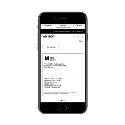 Verizon Wireless 4GB wireless plan details