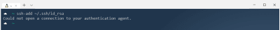 The terminal showing that the ssh agent is not running