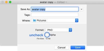 Uncheck the ‘Alpha' checkbox when saving an image to discard the alpha channel.