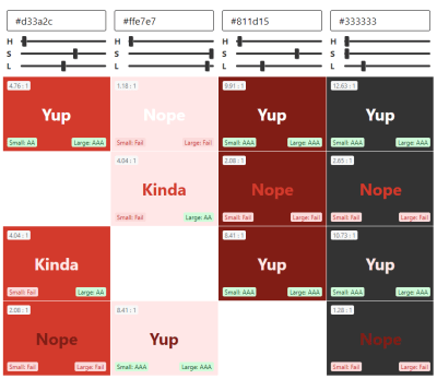 Smashing Magazine brand colors as an Are My Colors Accessible palette