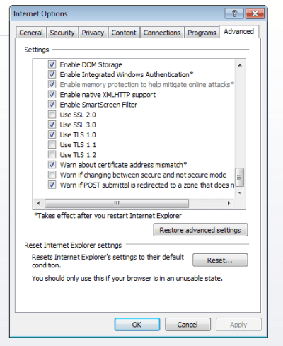 Screenshot of settings panel