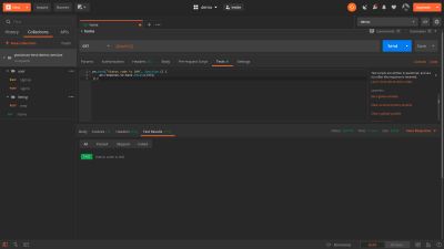 an image showing the passing test in Postman