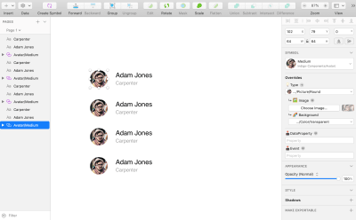 Create a contact list using Indigo.Design’s avatar and text component sections