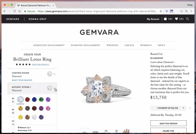 Gemvara’s ring configurator