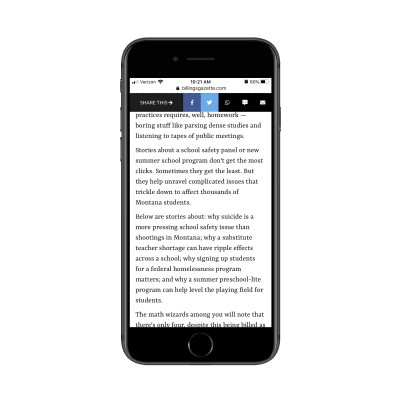 The Billings Gazette sticky social bar