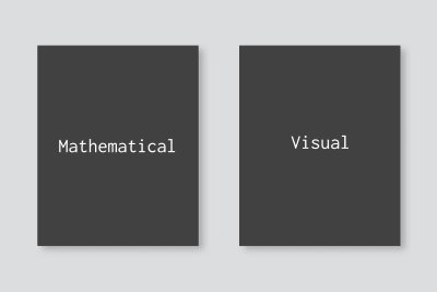 Comparing two page layouts where one shows a text aligned to the mathematical and the other a text aligned to the visual center