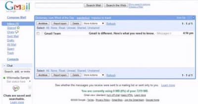 screenshot of how Gmail looked in 2003