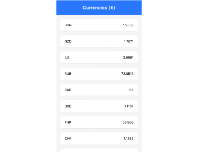 Screenshot of the currency app we're building in this article.