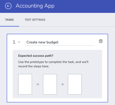 New task “Create new budget” for usability test