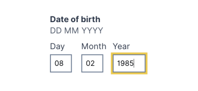 Date of birth input field example