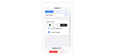 Example of segment controls in the iOnic library.