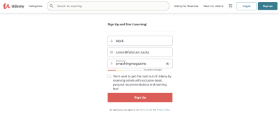 Udemy’s signup