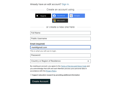 Creating an edX account