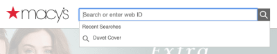 The search bar on the Macy's website
