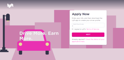 Lyft makes the most important information on a page (the call-to-action button) stand out.
