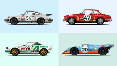 More car illustrations for your inspiration — these are some of other racing cars that I've been creating in Sketch recently.