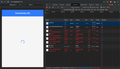 Screenshot of Dev Tools Network tab showing API calls failing.