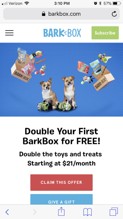 BarkBox’s CTA shortcuts