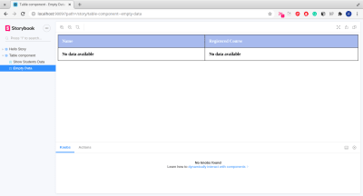 this image shows the table component with empty data passed