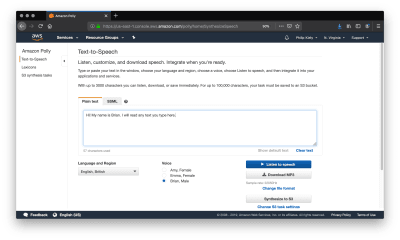 Amazon Polly Console