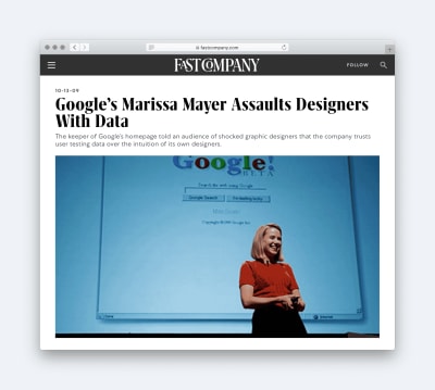 标题为：Google的Marissa Mayers用数据攻击设计师