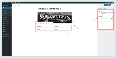 Table Block in Gutenberg