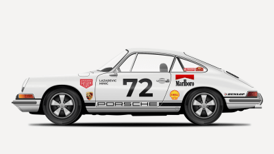 The final illustration of the Porsche 911 that we’ll be creating in this tutorial.