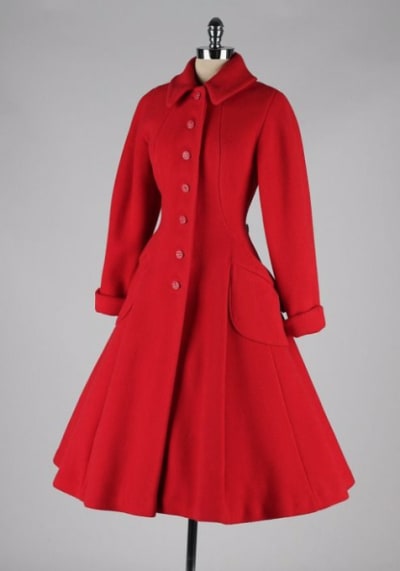 vintage 1950's coat inspiration for Little Red Riding Hood to wear in the illustration