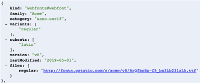 Google Fonts API Request showing a last modified date
